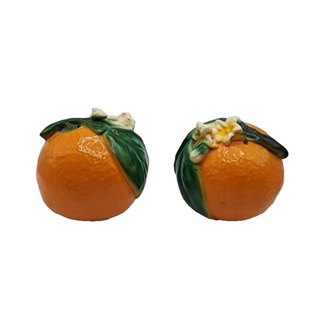 Vintage Ceramic Oranges Fruit Blossom Phoenix Souvenir Salt Pepper Shaker Gift